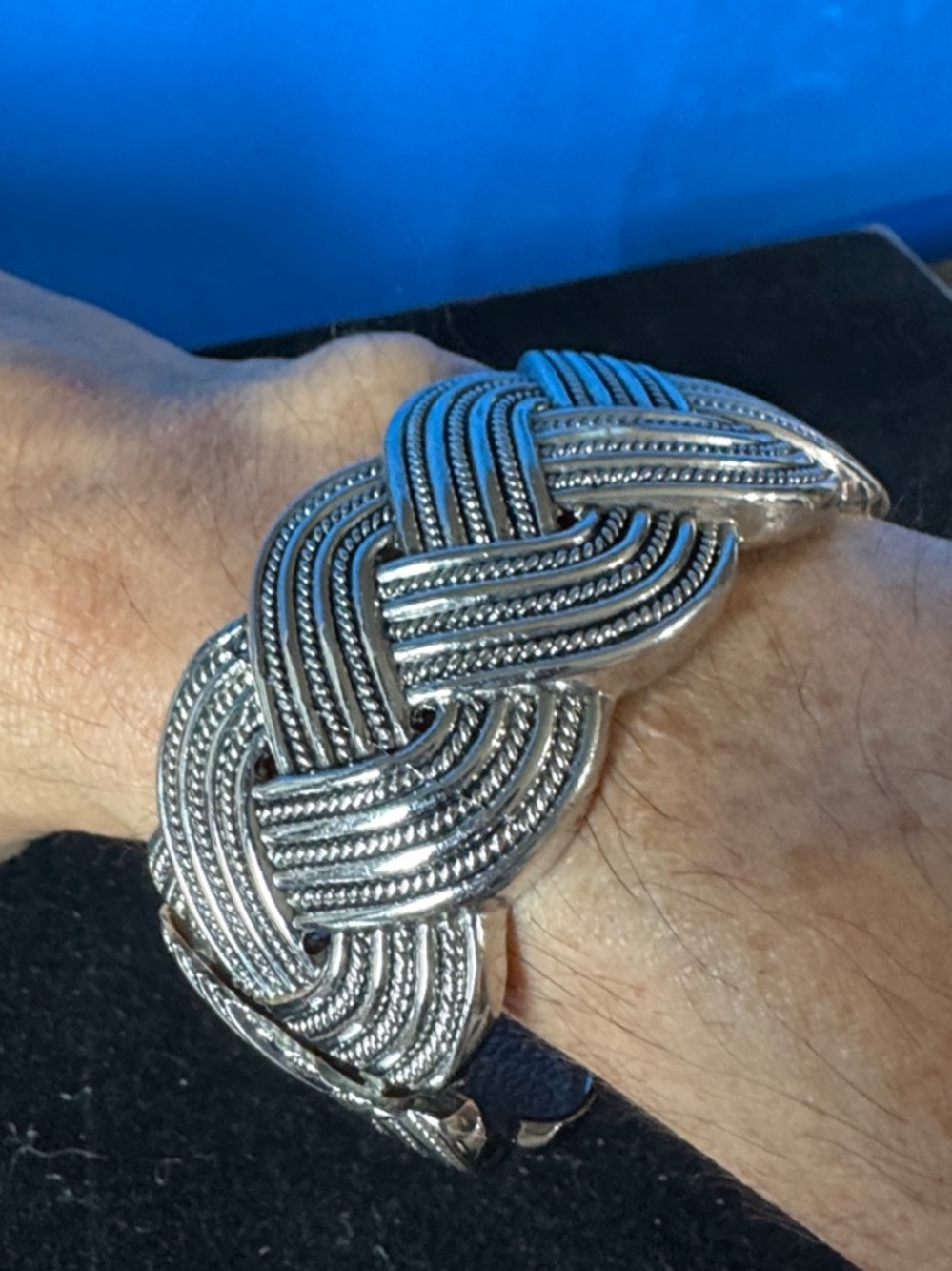 Silver Braided Statement Bracelet - Women Jewelry